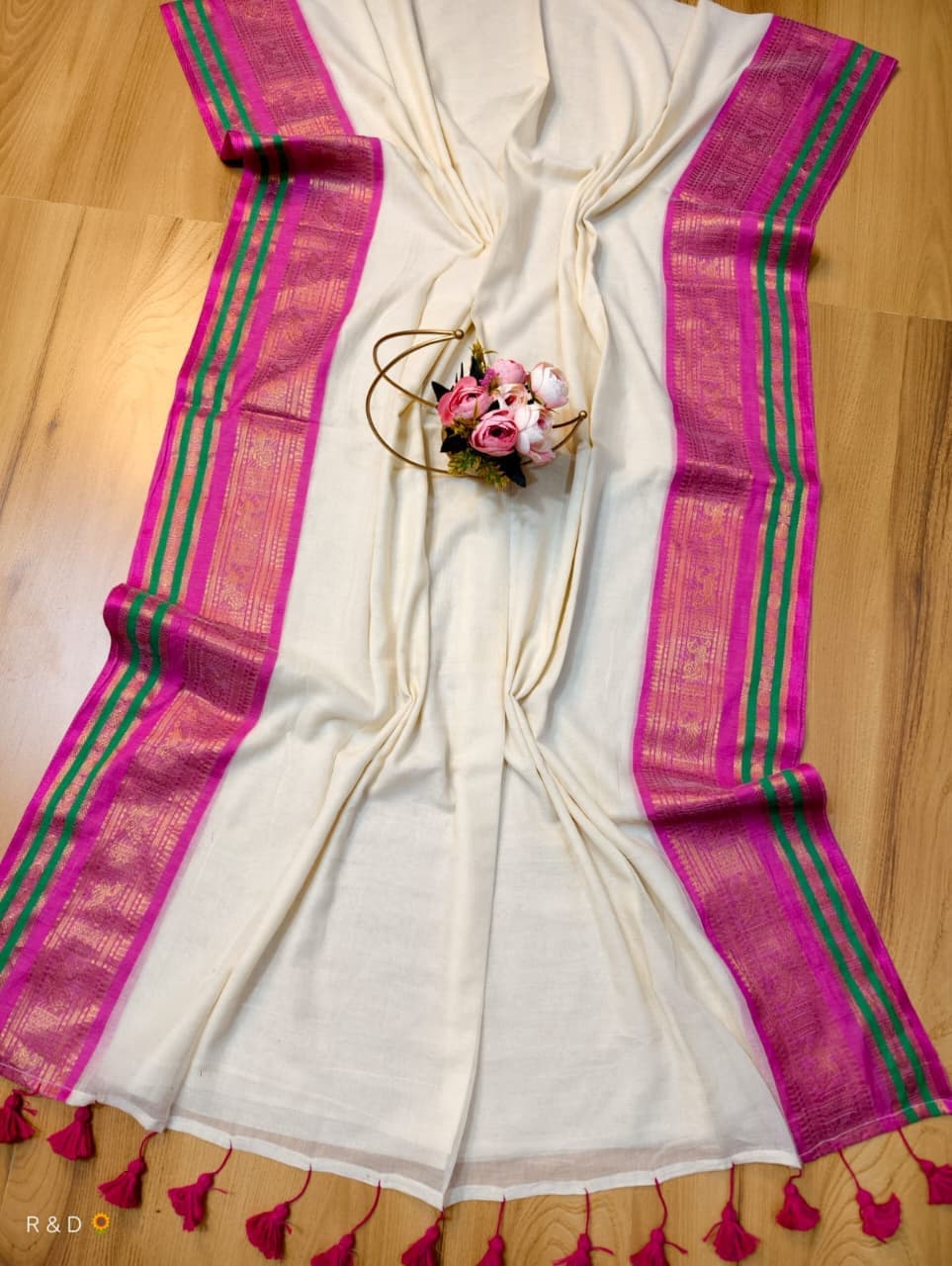 GULABI-pure 120 count mul cotton with blouse